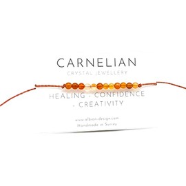 Albion Design - Crystal Anklet - Beaded Crystal Anklet - Dainty Crystal Anklet - Unisex Crystal Anklet - Gemstone Anklet (Carnelian)