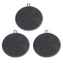 Silicone Sponges Dish Scrubber, Multi-Purpose Kitchen Sponge for Household Cleaning, Best for Nonstick Pots and Pans, Potato Vegetable Fruit Cleaner (3, Silicone Sponge Dark Gray)