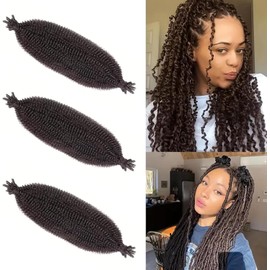 Alaleibaby 24 inch Pre-Separated Springy Afro Twist Hair 3 Packs spring twist hair for marley twist braiding hair Pre-fluffed Afro Kinky curly Marley braiding Hair Extensions