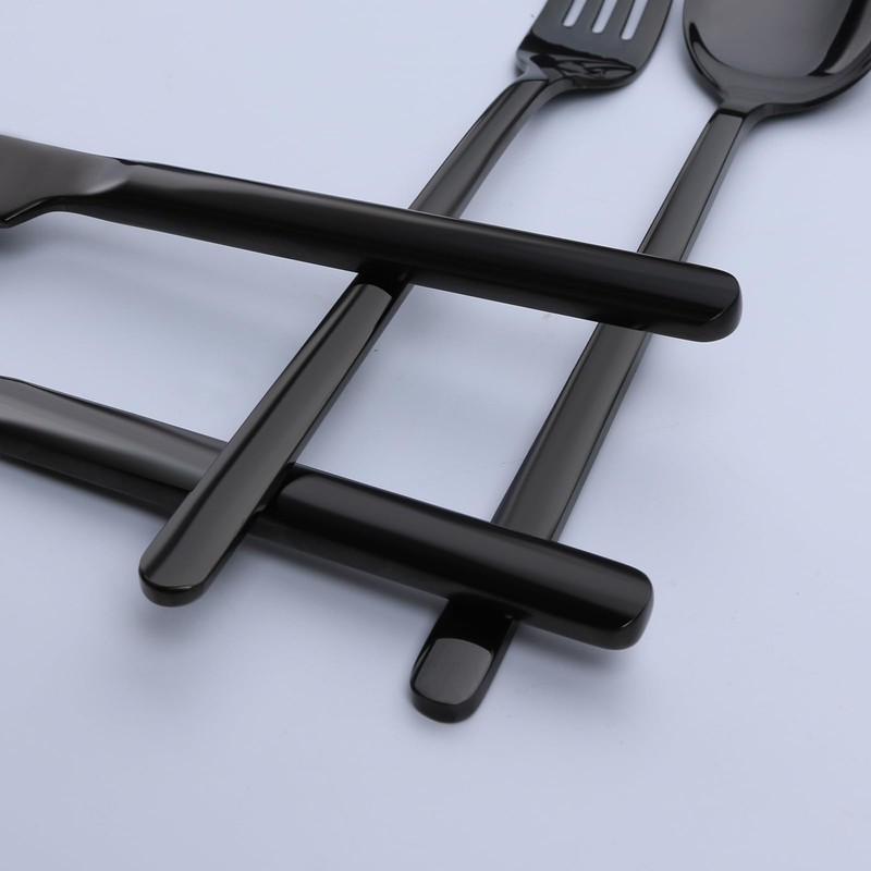 KINGSTONE Black Silverware Set, 30 Piece Flatware Set for 6,