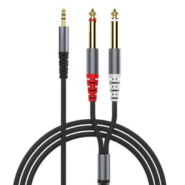 1/8 to 1/4 Stereo Cable, 3.5mm to 6.35mm Y-Splitter - 1.5m/4.9ft for Laptop, Home Stereo, Amplifier