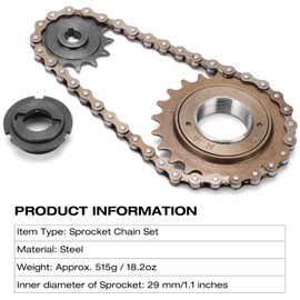Bike Sprocket Chain Kit, 13T Tooth Sprocket with 38 Links Chain with 22T Rear Freewheel Set Bicycle Accessory