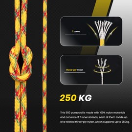 Abma Cord Paracord 550 4mm Nylon Rope Type III 7 Strands Parachute Cord - Max. 250kg (550lbs) - Military Camo Series
