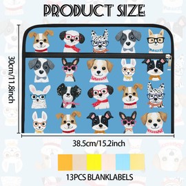 WEBEEDY Colorful Dog Paw Print Expanding File Folder 13 Pockets Expandable Accordion File Organizer with 12 Color Labels, Accordion Folders for Letter Bill Receipt Document Paper, A4 Size