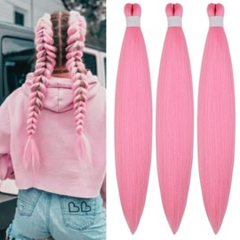Pink Braiding Hair Pre Stretched Ez braid Pre stretched Braiding Hair Braid in Hair Pink Braids