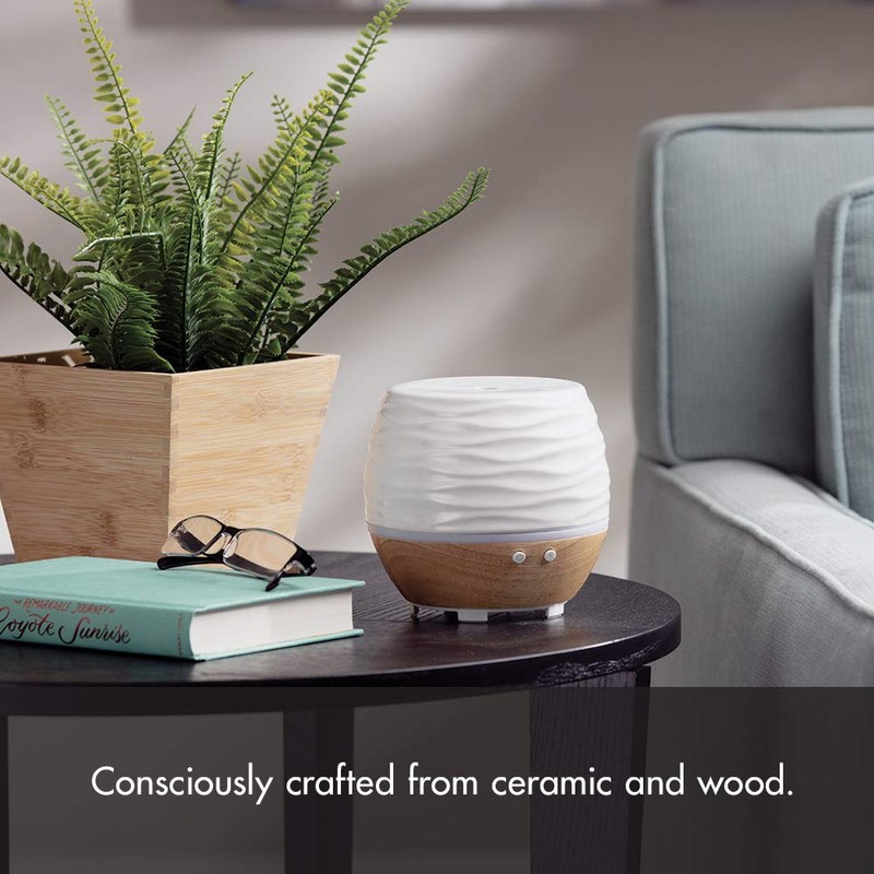 Ellia, Ascend Ultrasonic Aroma Diffuser Consciously Crafted Ceramic and Wood