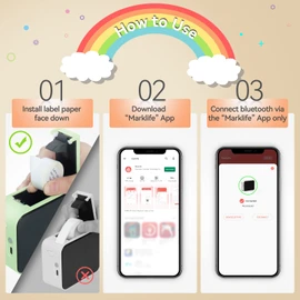 Pristar Pristar P15 Etikettiergerät Bluetooth Beschriftungsgerät Selbstklebend Wiederaufladbar Etikettendrucker, Labeldrucker für iOS&Android, Geeignet für Zuhause Schule Büro, Grün