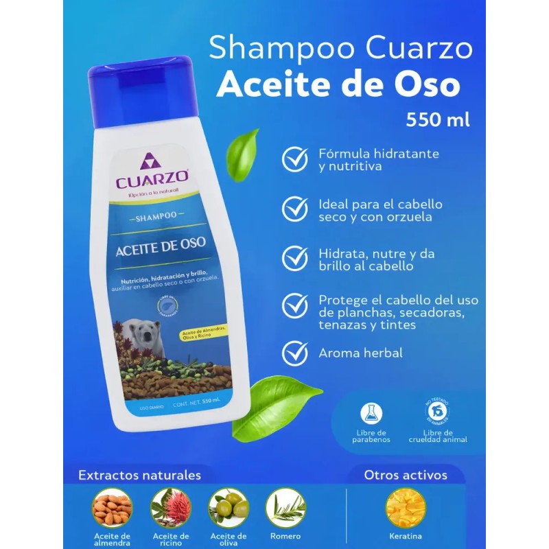 Shampoo Aceite De Oso Cuarzo 550 Ml