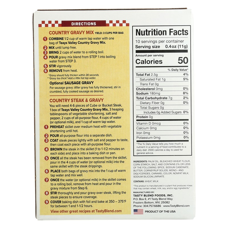 Teays Valley Country Gravy Mix (Pack of 3), 7.5 Ounce