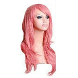 Long Wave Wig Flexible and Stylish Christmas Party Wig for Women (Pink)