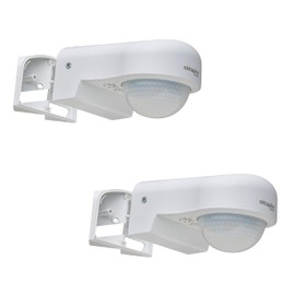 Oktaplex Set of 2 Don Outdoor Motion Sensors 230 V IP65 240° Infrared Sensor Adjustable 10 m Range White with Corner Bracket