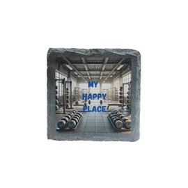 My Happy Place Gym Slate Coaster – Fitness Enthusiast's Gift (of slco-kf25-gymhappykvd)