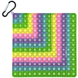 Pop It 2-in-1, 1x1 Learning Game, Disposable Table Game for Children, Set of 2 with Carabiner, Ideal for Math Lessons and Stress Relief, Travel Toy for On the Go