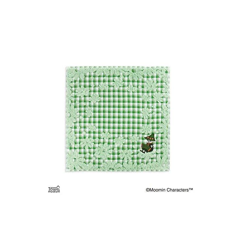 Moomin MOOMIN Checkered Flower Towel Handkerchief, Green, Packed in Packaging,