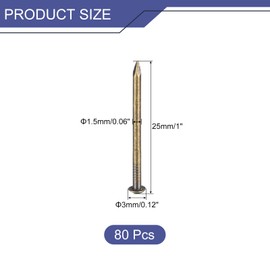 sourcing map 80 Pcs Small Tiny Nails 1.5mmx25mm(DXL) Tiny Brass Nails Hardware Nails Small Nail for Wooden DIY Decorative Boxes Household Accessories, Bronze Tone