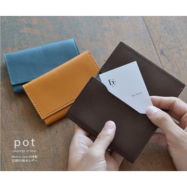 Belt Specialty Store Bell Lab Pot BLPT0067 Business Card Holder, Card Case, Tochigi Leather, Made in Japan, Handmade Smooth Leather, Single Piece of Leather, navy