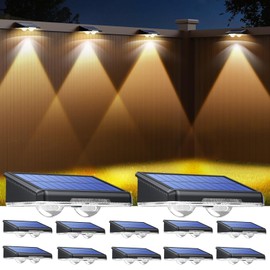 TECKNET Solar Fence Lights Outdoor 12 Pack, Ultra Bright Dual Lens LED, 3 Lighting Modes 3500K 4500K 6500K, IP66 Waterproof, Dusk to Dawn Fence Lights Solar Powered for Wall Patio Railing Deck Pool