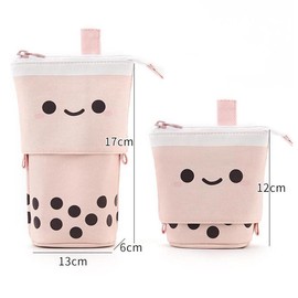 RoadLoo Stand Pencil Holder, 3 Pieces Telescopic Cartoon Cute Pencil Case Cosmetic Durable Canvas Stationery Makeup Bag for Boys Girls Students and Office Supplies