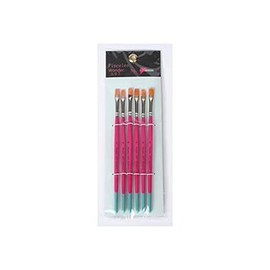 Set mit 6 Bürsten Nr. 6 synthetisches Haar, kurzer Griff, flache Spitze