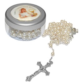 Widdle Gifts First Holy Communion Pearlised Look Rosary in Plastic Pot 1346