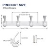 BOOKARROW White 4 Coat Hook Wall Mounted - Heavy Duty
