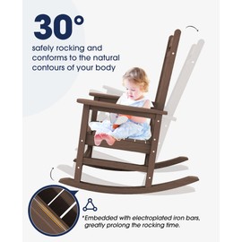 KINGYES Outdoor Patio Rocking Chair, Brown