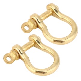 2 Set Brass Anchor Shackle, Pure Brass U Type Key Ring Hook, 10mm Golden Connection Buckle, for Chains and Wire Ropes