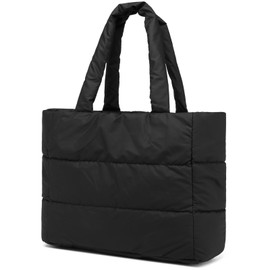 Myhozee Puffer Bag Women's Elegant Handbag Women's Tote Bag Puffect Shopper Large Shoulder Bag Hobo Bag Warm Shoulder Bag Winter Handbag Quilted Bag Plain, Black183