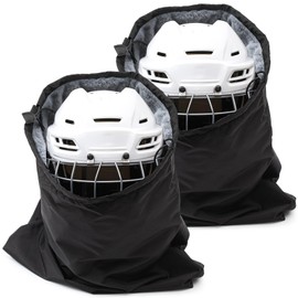 Yeyeplum 2 Pack Motorcycle Helmet Bag with Soft Lining & Drawstring Closure, Waterproof Helmet Storage Bag, Large Capacity, Lightweight for Riding Hockey Welding Bicycle Dirt Bike Gear (Black)