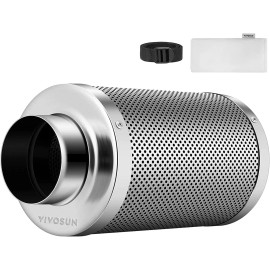 VIVOSUN 4/6/8" Air Carbon Filter 38mm Charcoal Bed w/ Pre-Filter for Inline Fan - 8" Carbon Filter