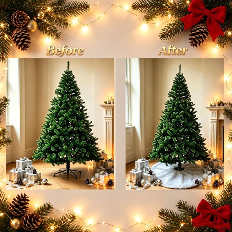 YGWAPJL White Faux Fur Christmas Tree Skirt 50cm / 19.7"
