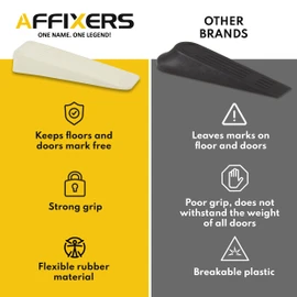 AFFIXERS Pack of 3 Door Stoppers for Floor Anti-Skid, Durable, and Heavy Duty Rubber Door Stops | Ideal for All Types of Surfaces |Cream Door Wedges Indoors