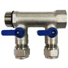 2 -Loop/Port Ball Valve Brass Pex Manifold (3/4" trunk) for