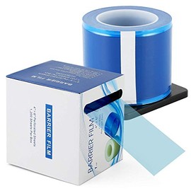 Annhua Dental Barrier Film Tattoo Plastic Wrap Blue with Dispenser Box, 4" x 6" Perforted Sheets Barrier Adhesive Tape Disposable - 1200 Sheets|1 Roll