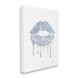 Stupell Industries Glam Shimmer Lip Pucker Kiss Minimal Cool Tones, Designed by Amanda Greenwood Canvas Wall Art, 36 x 48, Blue
