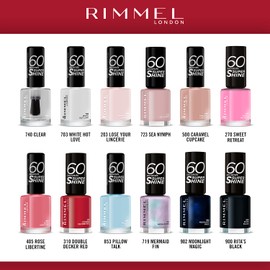 Rimmel RIMMEL LONDON - 60 Seconds Super Shine Nail Polish Set - Super Glossy, Ultra Shiny Finish - Precise One Stroke Application - Up To 10 Days Wear - High Impact Colour - 12 Assorted Shades