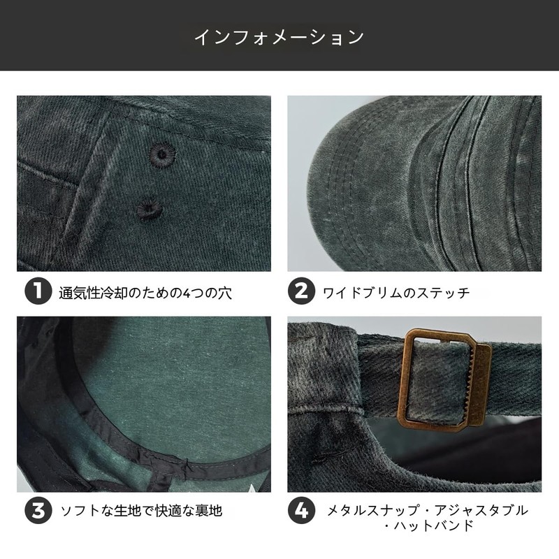 RUNQIU Military Design Solid Work Cap Retro Denim Military Cap