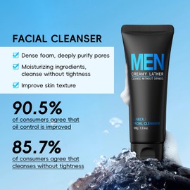 3PCS Cool Oil Control Mens Facial Care Kit, Mens Skin Care Kit With Face Wash, Moisturizer, Toner, Lotion, Face Mask, For Hydrating, Deep Cleansing