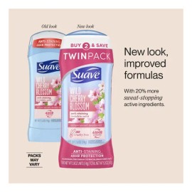 Suave Desodorante Antitranspirante, Aroma Wild Cherry Blossom 2pack 74gr