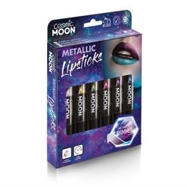 Cosmic Moon - Metallic lipstick - 5g - For fascinating metallic lips - Box set - Contains: pink, gold, blue, green, silver, purple