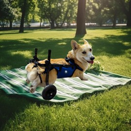 KAJILE Two-Wheeled Folding Dog Wheelchairs, Rear Leg Wheelchair for Small Pets, Adjustable Dog Wheelchair for Rear Legs, Blue, S