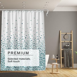 TIKABC Shower Curtain Liner, 4G PEVA Shower Liner, Plastic Waterproof Shower Curtains, 72x72 inch with Grommet Holes 3 Magnetic Weights