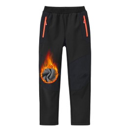 MoFiz Kids Boy's Snow Ski Pants Kids Fleece Snowboard Pants Outdoor Waterproof Windproof Snow Ski Pants Black 18-20