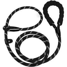 Dog Leash, 6 FT Heavy Duty Dog Leash, Durable Premium Quality Strong Training Rope Slip Leash with Comfortable Padded Handle and Highly Reflective Threads for Small Medium and Large Dogs, (Black)