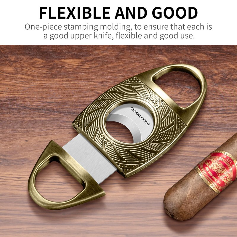 Cigar Cutter Double Sharp Blade Carving Cutter for Straight Cut