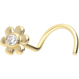 Piercingline® 18 K Gold Plated Crystal Flower Nose Studs | Pair with 4 mm