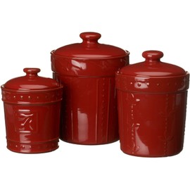 Signature Housewares Sorrento Set of 3 Ruby 36oz, 48oz, 80oz Canisters (7702)