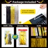 Graduation Decorations 2025, 1Pack Grad Foil Fringe Curtains, Black Gold