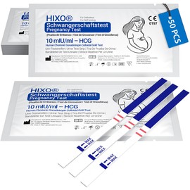 50 x Pregnancy Test 10 mIU/ml - Ultra Sensitive Early Test Before Period - hCG Test Strips - Over 99% Accuracy - With Ultra Early Test Quick & Discreet Home Testing If You Want To Have A Child