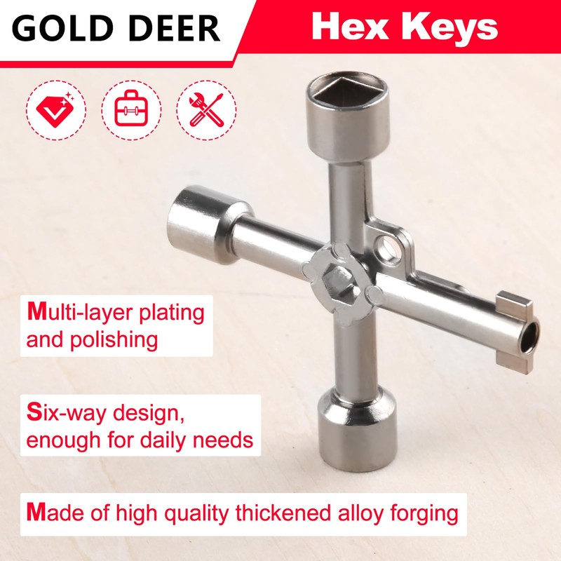 GOLD DEER 4-Way Multi-function Key Wrench Set of 2 Multi-Purpose